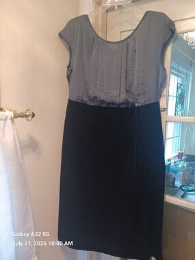 AB Studio Women's Dress Size 16 Velvet and Crepe Smokey Midnight Blue Grey